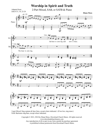 Book cover for Worship in Spirit and Truth (2-part mixed, SAB, or SATB and Piano)