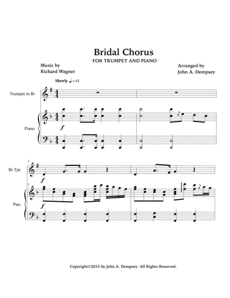 Bridal Chorus (Wedding March): Trumpet and Piano image number null