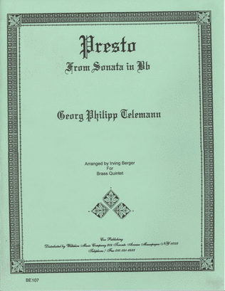 Book cover for Presto from "Sonata in Bb" (Berger)