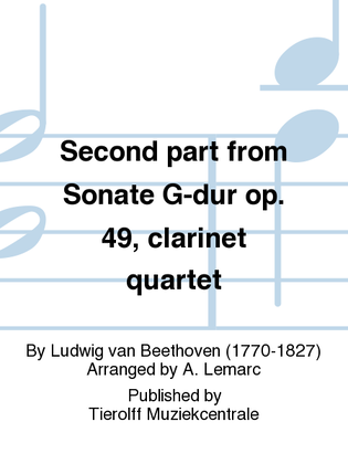 Book cover for Second Movement From Sonata G Maj. Op. 49 No. 2, Clarinet Quartet