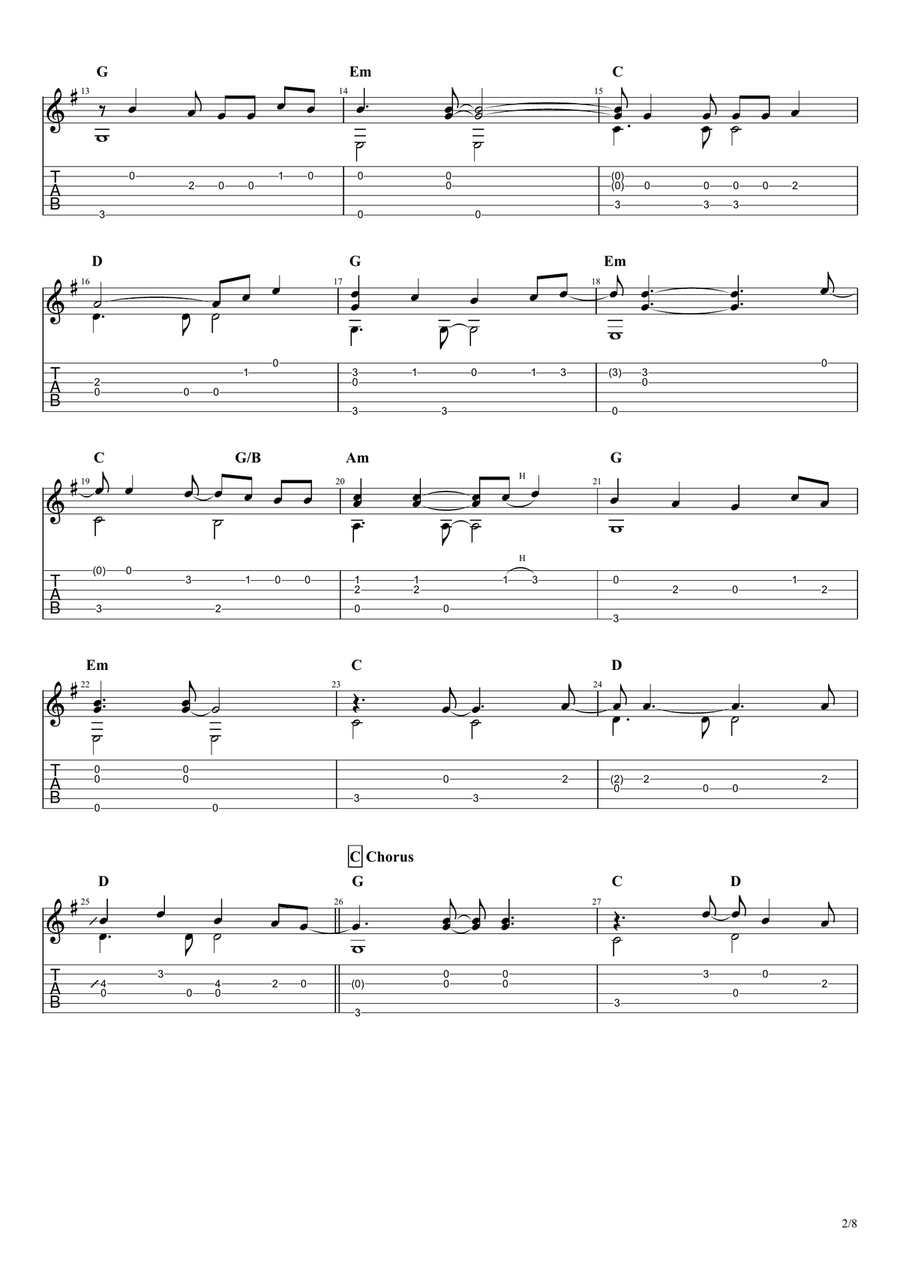 Redemption Song Guitar Tablature scores gallery preview page 2