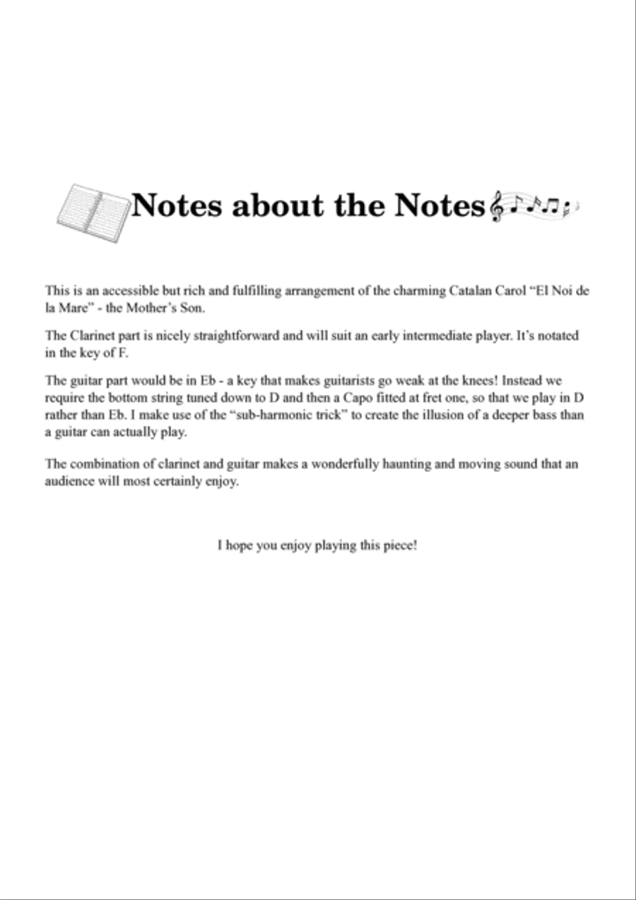 El Noi de la Mare - Bb Clarinet and Guitar B-Flat Clarinet scores gallery preview page 3