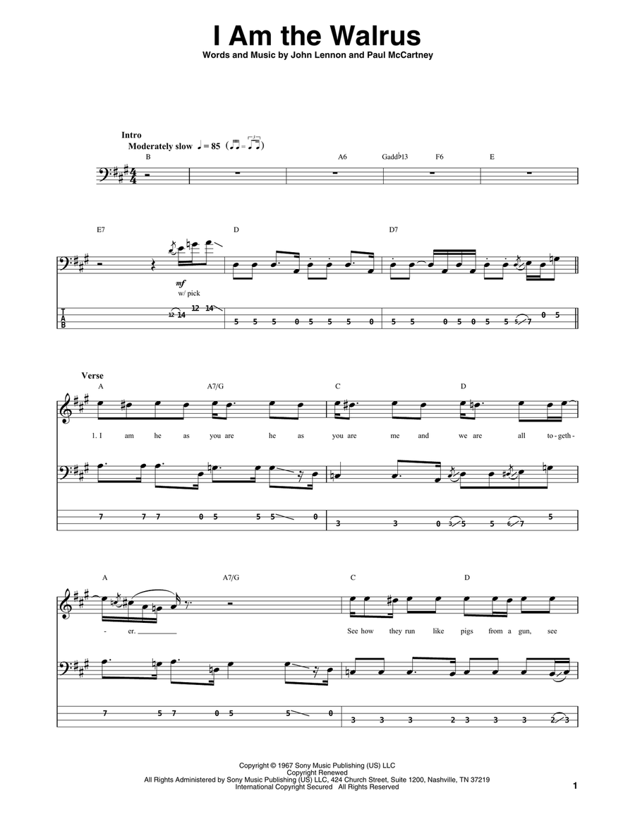 I Am The Walrus Acoustic Guitar scores gallery preview page 1