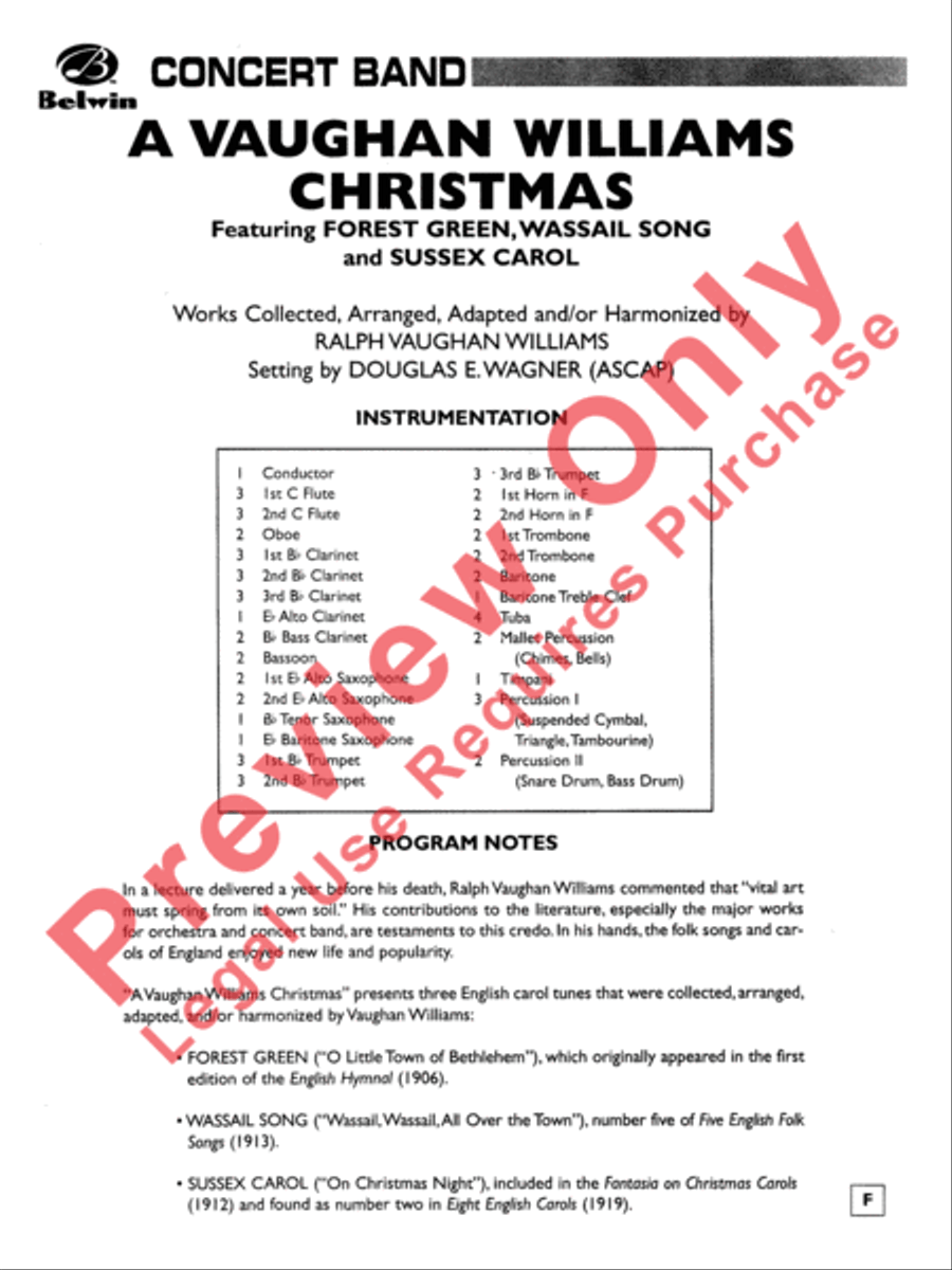 A Vaughan Williams Christmas Concert Band scores gallery preview page 2
