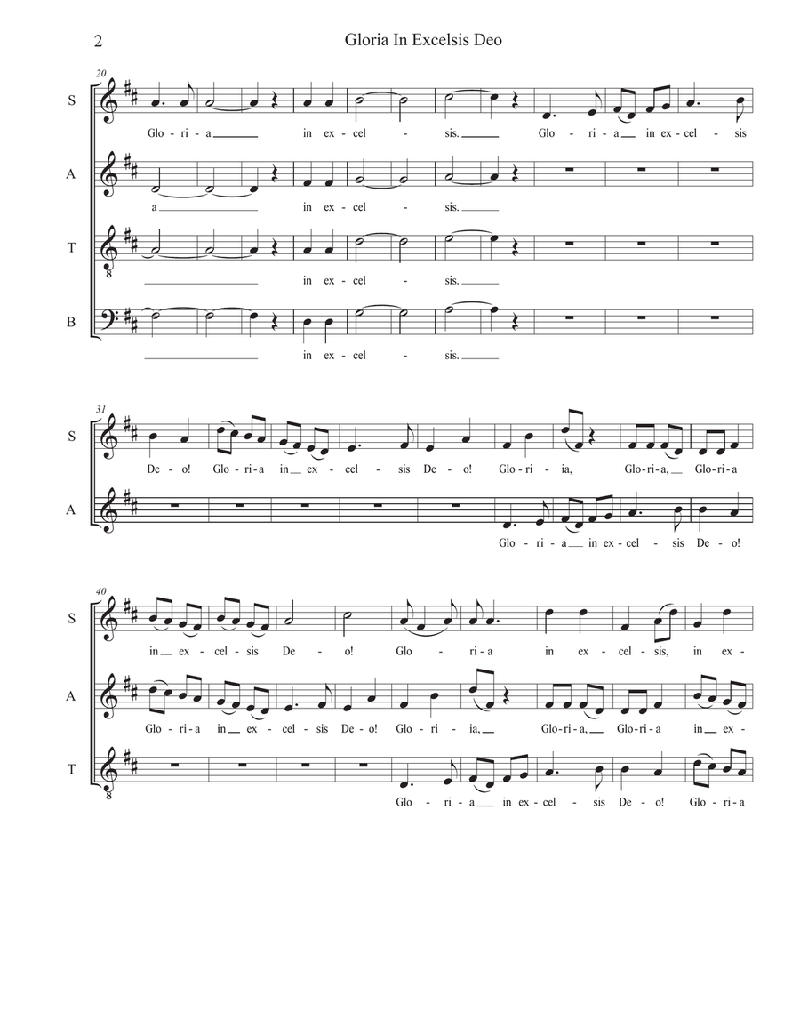 Gloria In Excelsis Deo (SATB) 4-Part scores gallery preview page 2