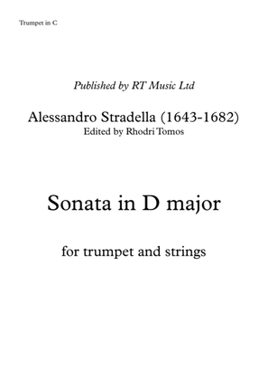 Book cover for Stradella - Sonata in D major for trumpet and 8 strings. Trumpet solo parts.