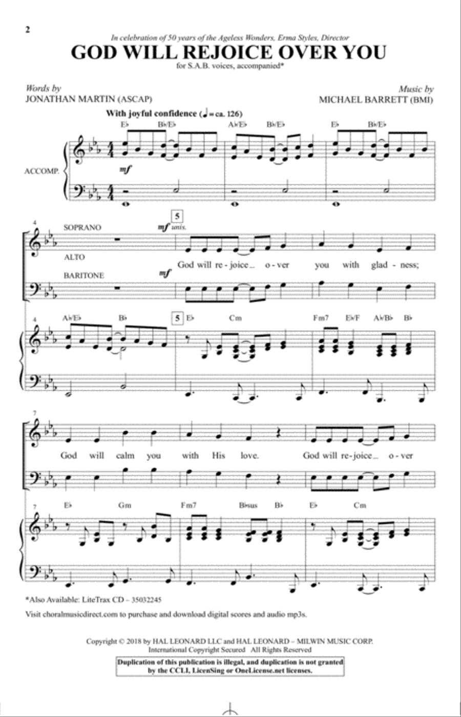 God Will Rejoice Over You 3-Part scores gallery preview page 1
