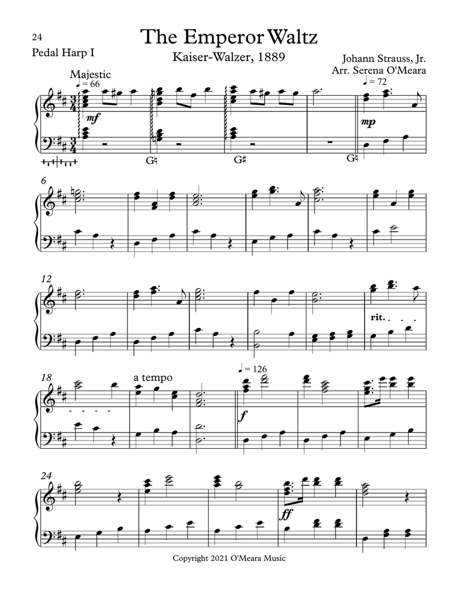 The Emperor Waltz, Pedal Harp I Pedal Harp scores gallery preview page 2
