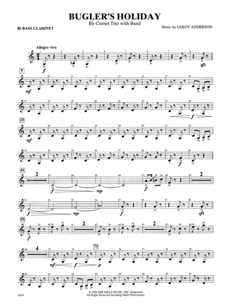 Bugler's Holiday (with Cornet Trio): B-flat Bass Clarinet