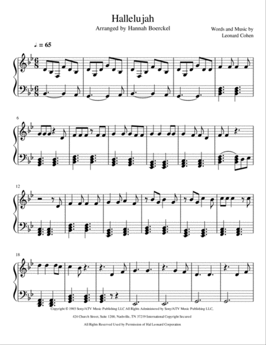 Hallelujah Hallelujah Easy Piano scores gallery preview page 1