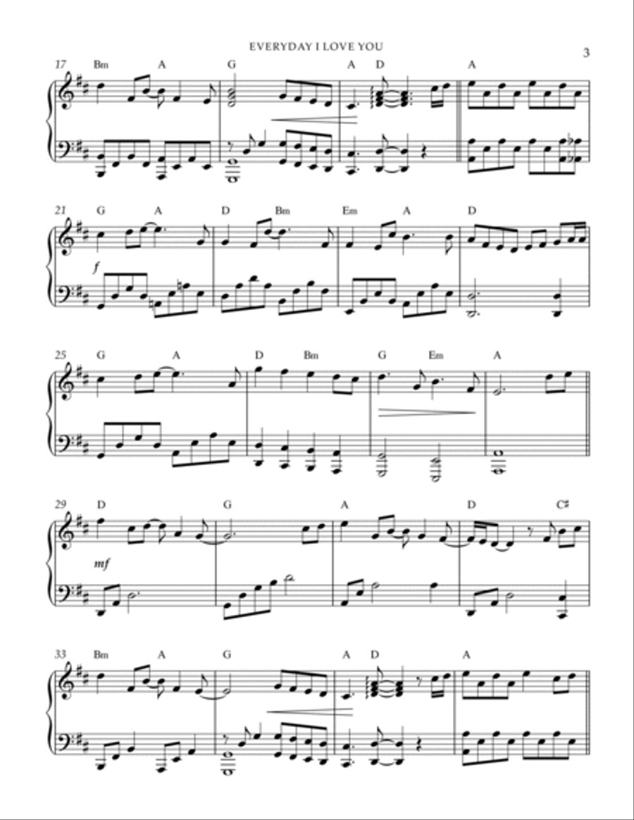 Every Day I Love You Piano Solo scores gallery preview page 3
