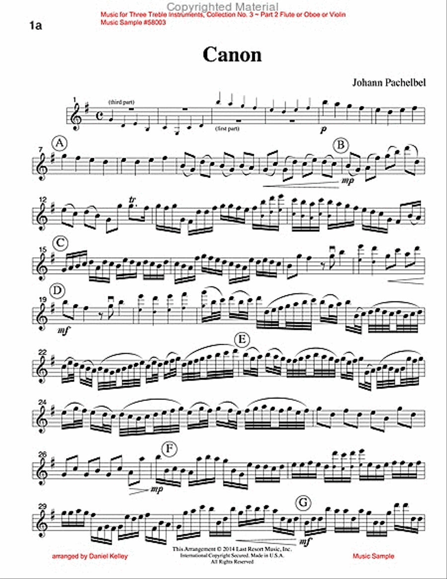 Music for Three Treble Instruments, Collection No. 3 Wedding & Classical Favorites English Horn scores gallery preview page 4