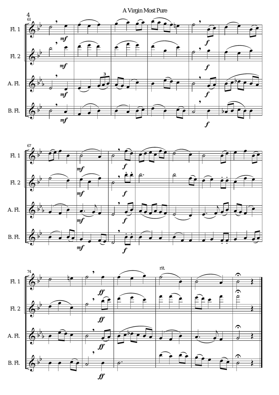 A Virgin Most Pure for flute quartet Flute Quartet scores gallery preview page 4
