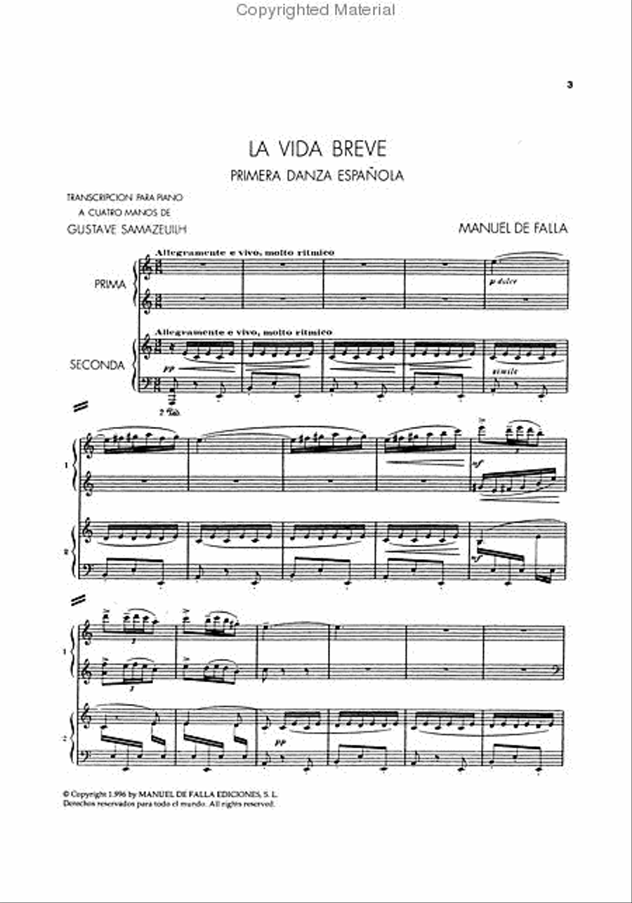 La Vida Breve Dos Danzas 1 Piano, 4-Hands scores gallery preview page 2