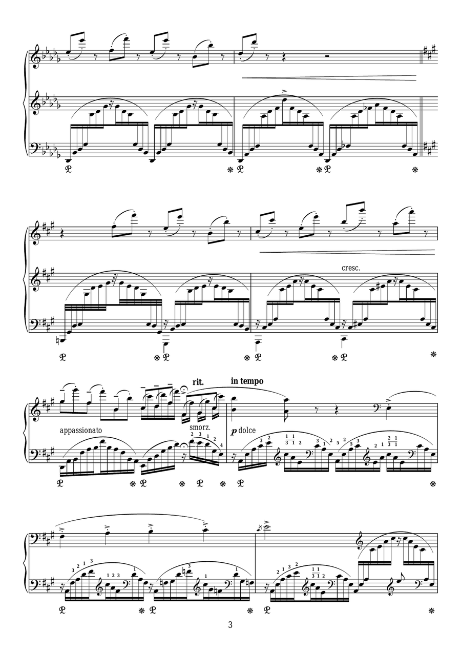 Un Sospiro, For Piano In D Flat Major (grande Études De Concert No. 3) Piano Solo scores gallery preview page 3