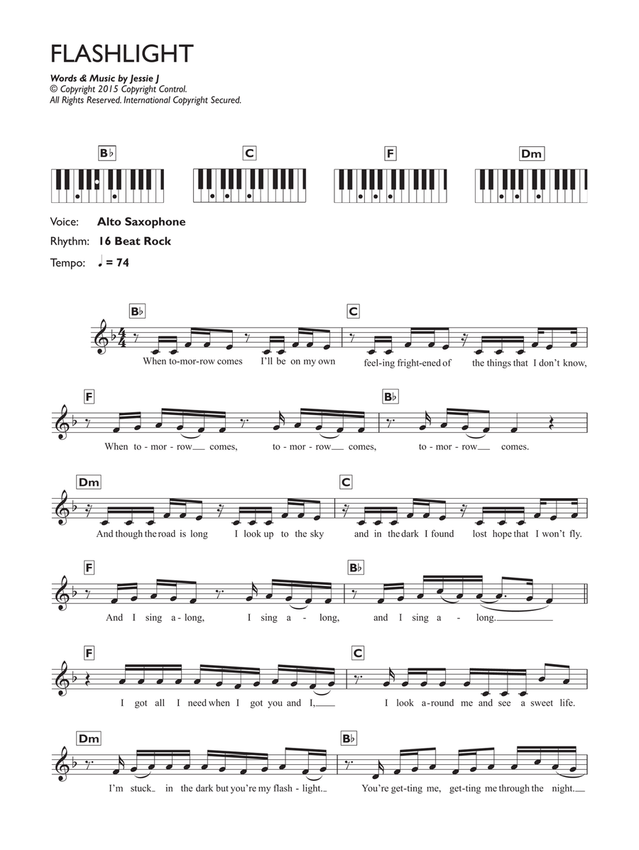 Flashlight (from Pitch Perfect 2) Piano Solo scores gallery preview page 1