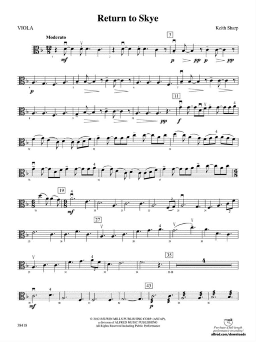 Return to Skye: Viola String Orchestra scores gallery preview page 1