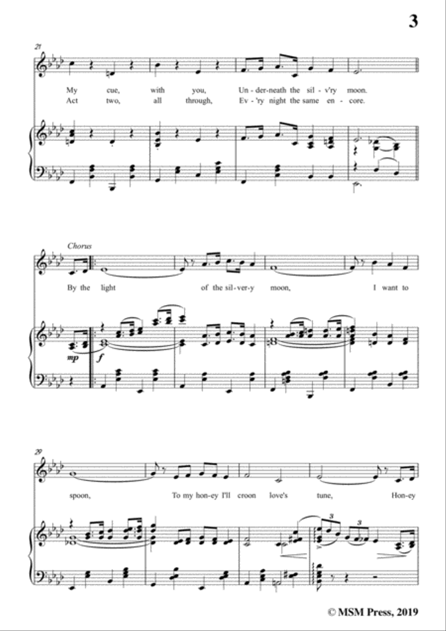 Gus Edwards-By the Light of the Silvery Moon,in A flat Major,for Voice&Piano Voice scores gallery preview page 5