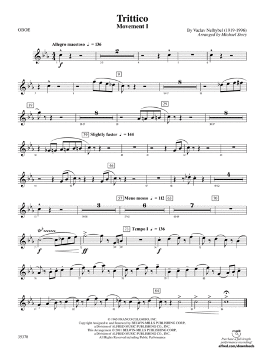 Trittico: Oboe Trittico: Oboe Concert Band scores gallery preview page 1