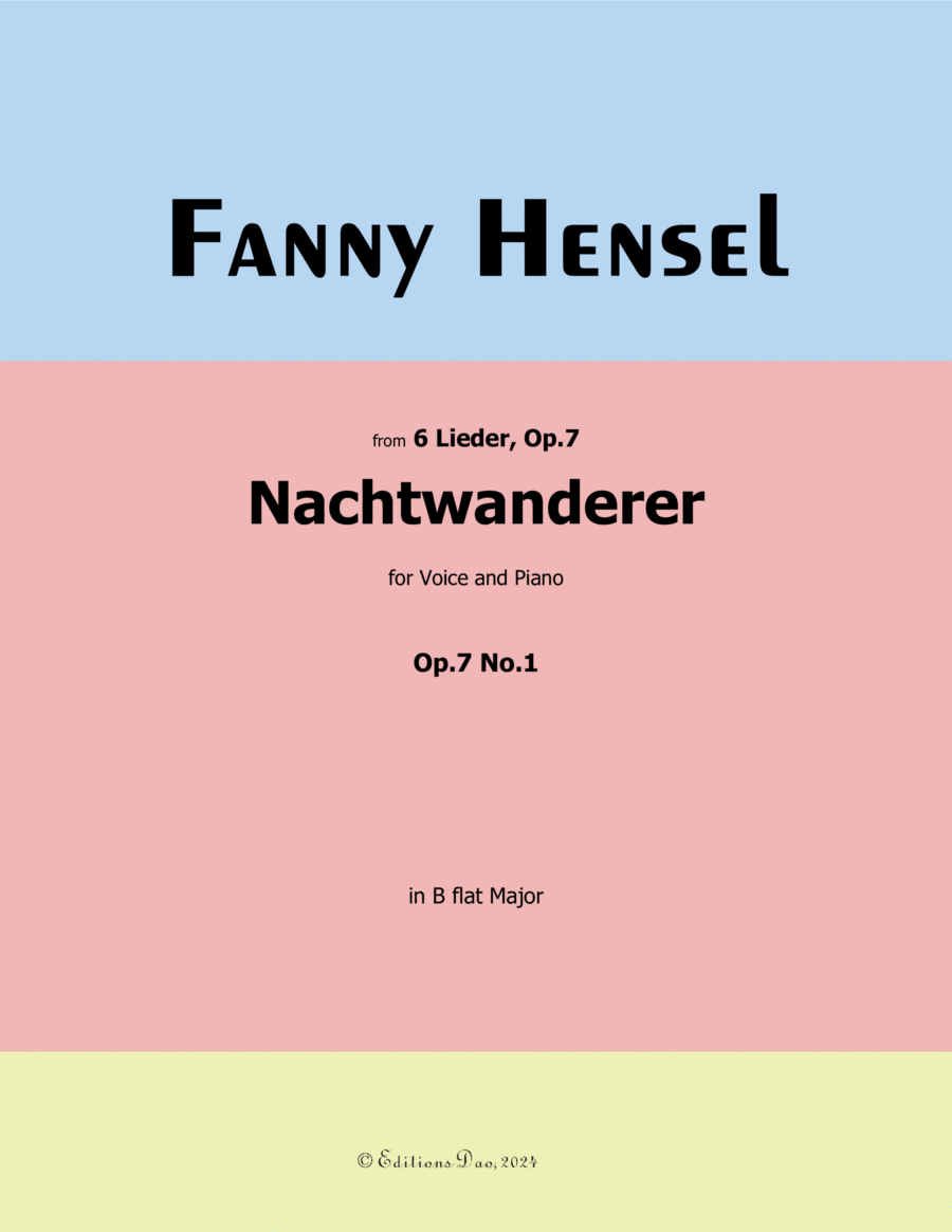 Nachtwanderer, by Fanny Hensel, in B flat Major Voice scores gallery preview page 1