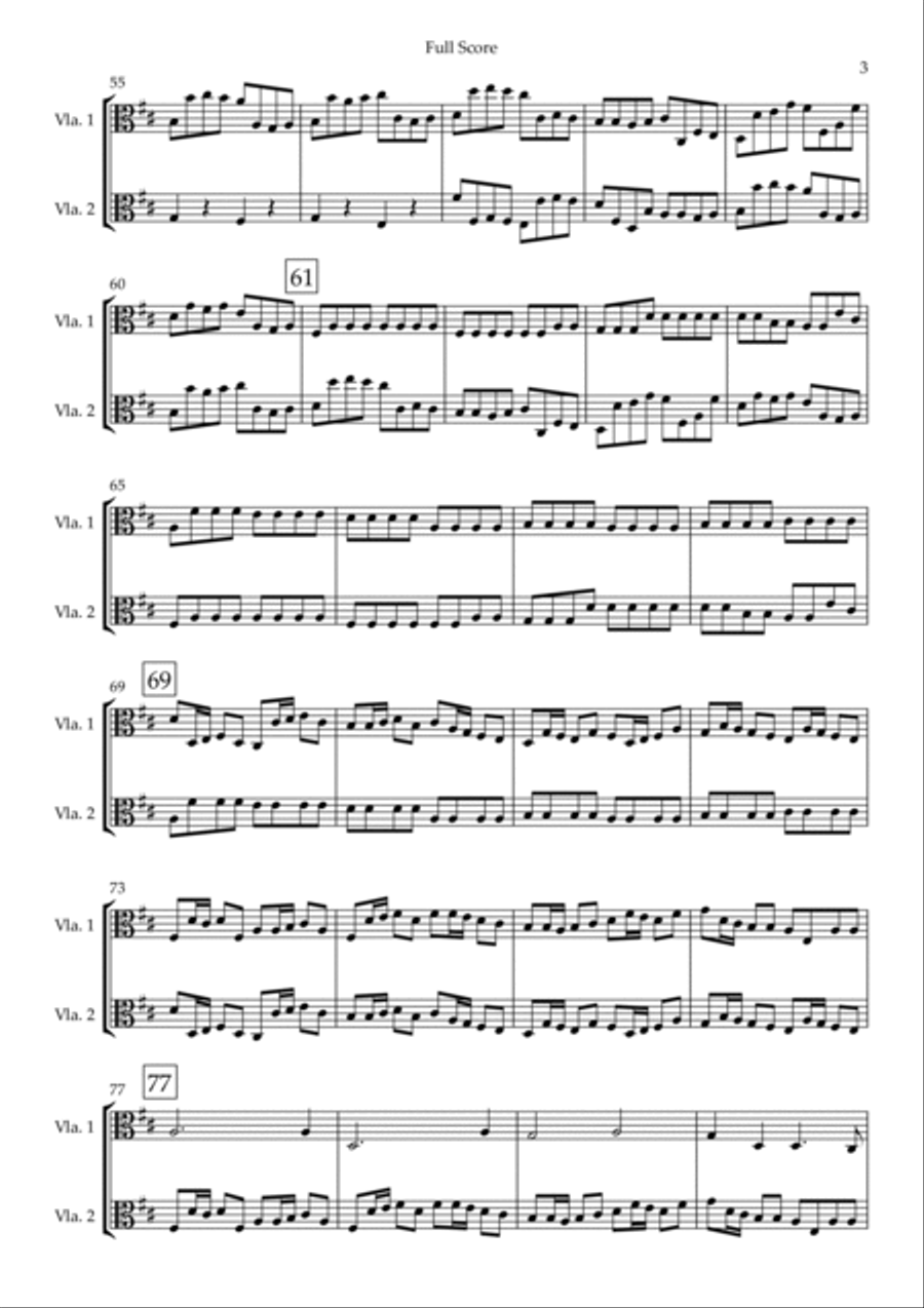 Canon in D Major (Johann Pachelbel) for Viola Duo String Duet scores gallery preview page 3