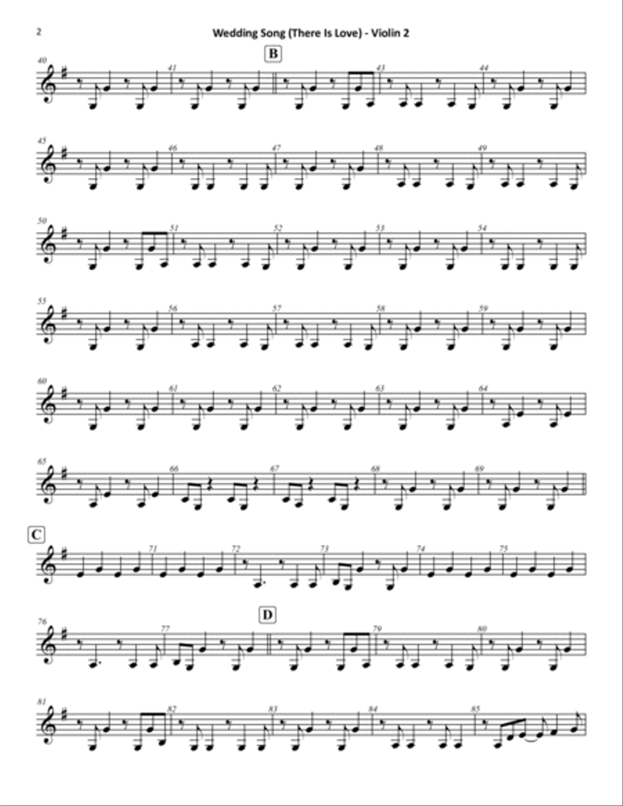 Wedding Song (there Is Love) String Quartet scores gallery preview page 4