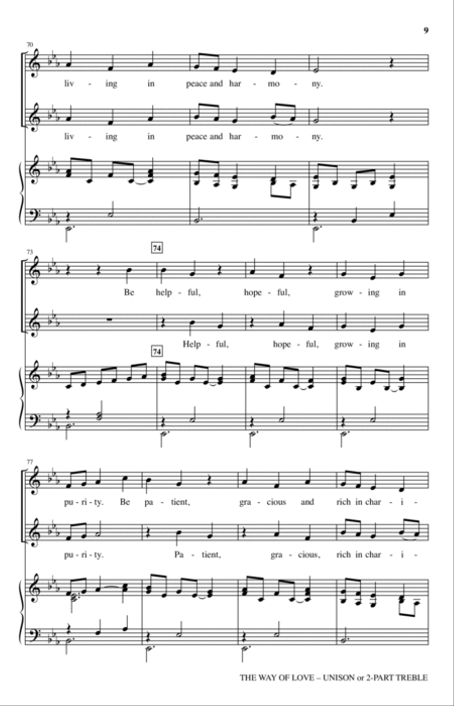 The Way Of Love Unison Choir scores gallery preview page 8