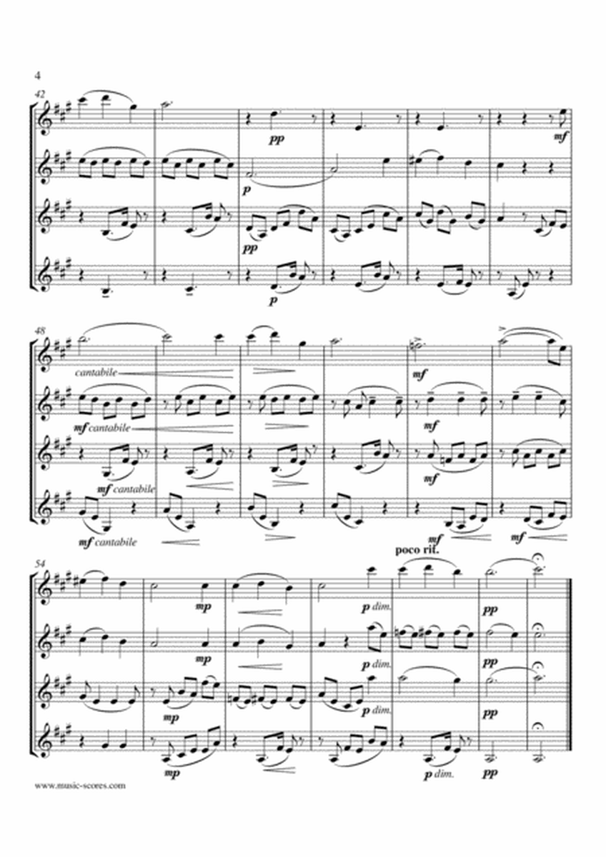 Consolation No. 5 in E Major - Violin Quartet image number null