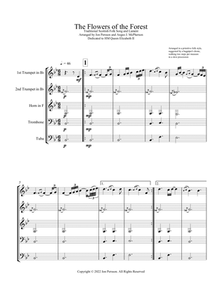 "The Flowers of the Forest" for Brass Quintet - COMPLETE SCORE & PARTS