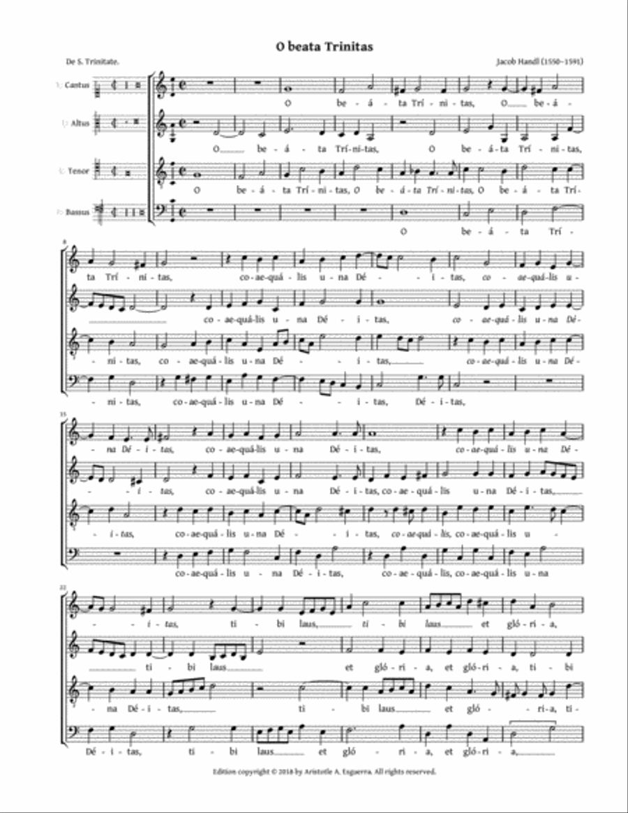 O beata Trinitas (Handl) 4-Part scores gallery preview page 1