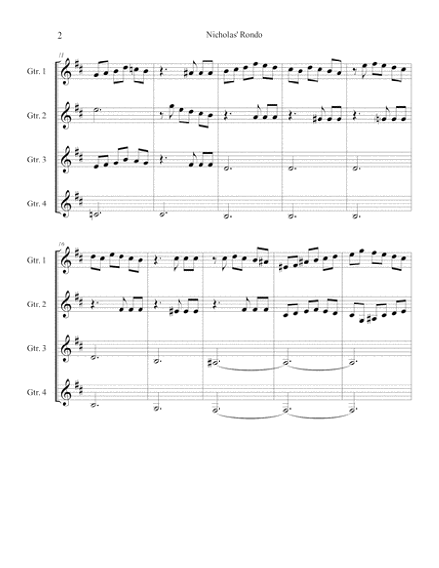 Rondo Nicholas (Guitar Quartet) Guitar Ensemble scores gallery preview page 4