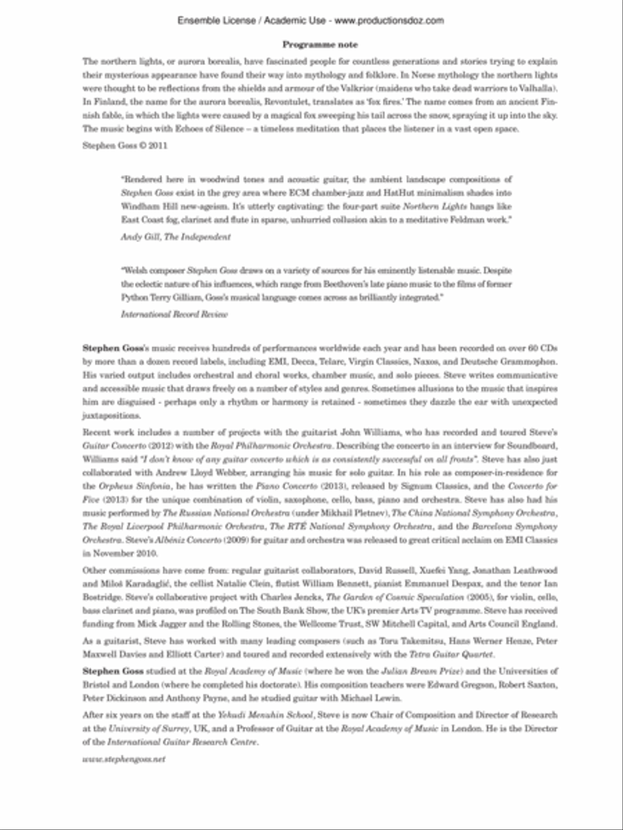 Northern Lights Clarinet scores gallery preview page 2