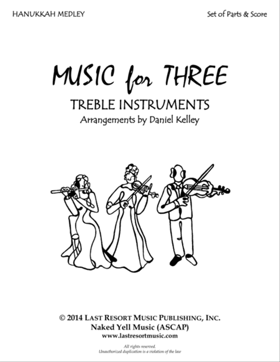 Hanukkah Medley (Hanukkah, S'Vivon, My Dreidel, Rock of Ages) for Two Violins & Viola (or Two Flutes Large Ensemble scores gallery preview page 3