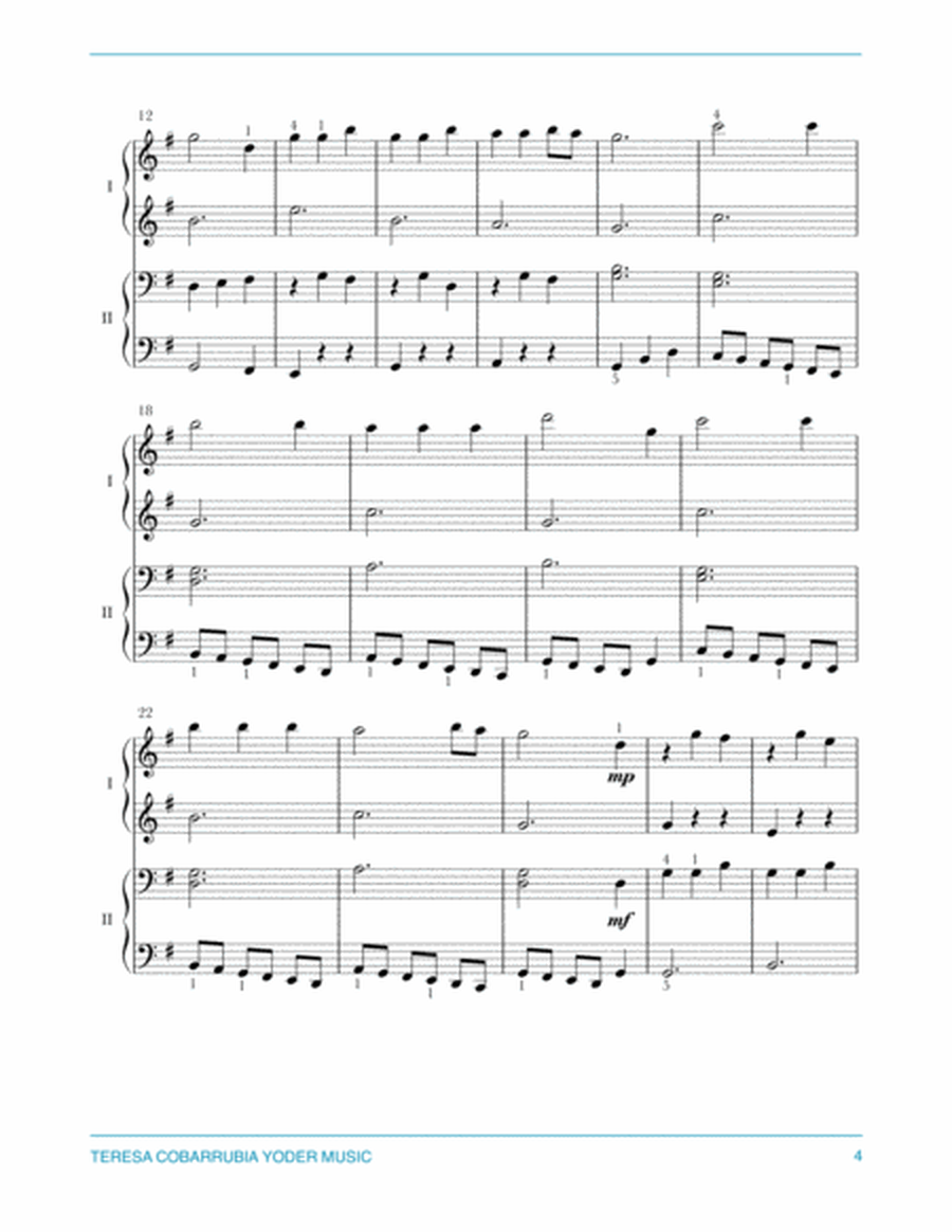 Immaculate Mary - An Easy Piano Duet Arrangement for 1 Piano, 4 Hands image number null