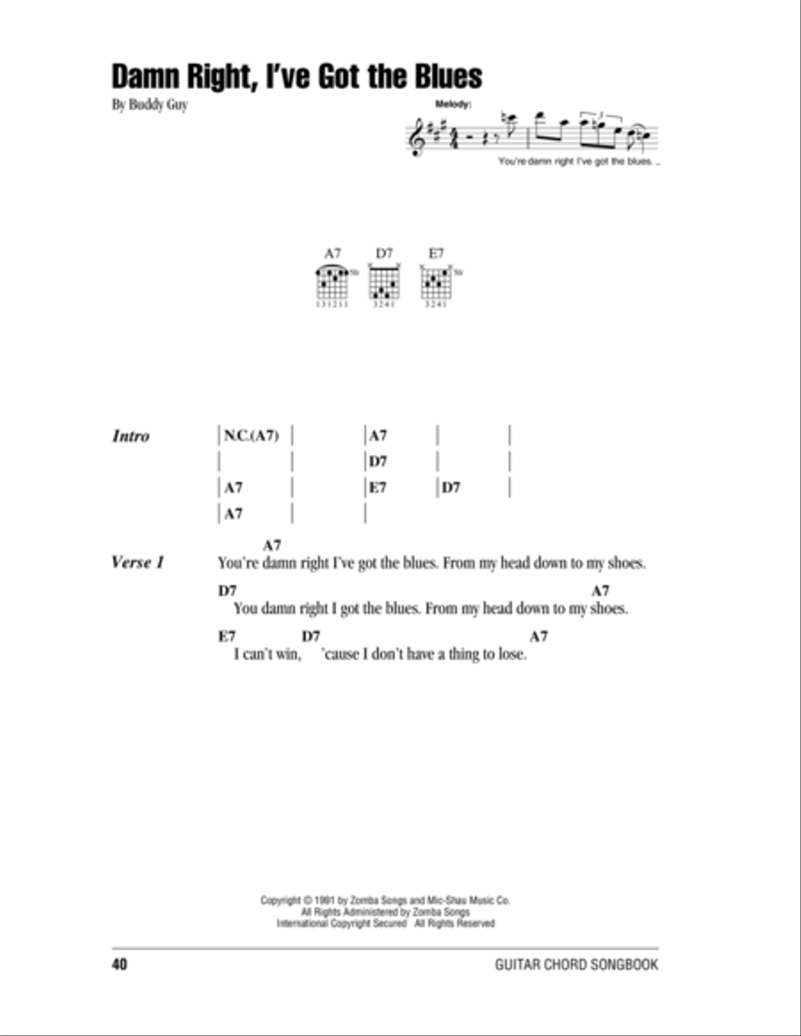 Damn Right, I've Got The Blues Acoustic Guitar scores gallery preview page 1