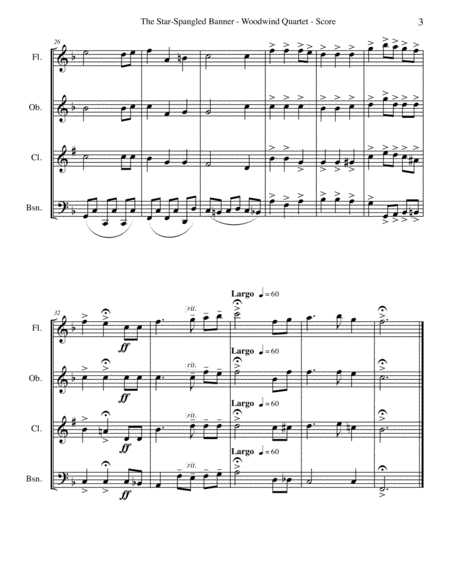 The Star-Spangled Banner for Woodwind Quartet image number null