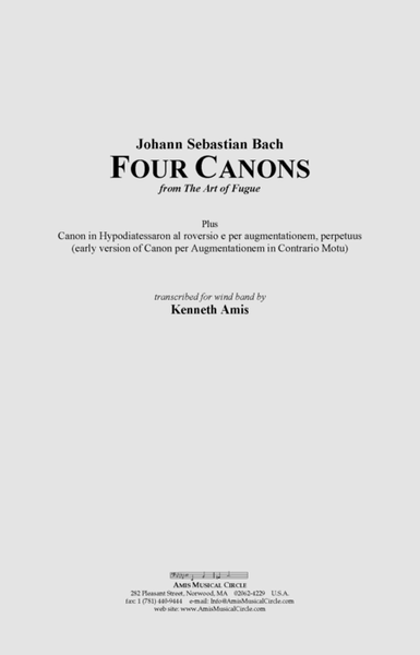 Four Canons from The Art of Fugue - CONDUCTOR'S SCORE ONLY image number null