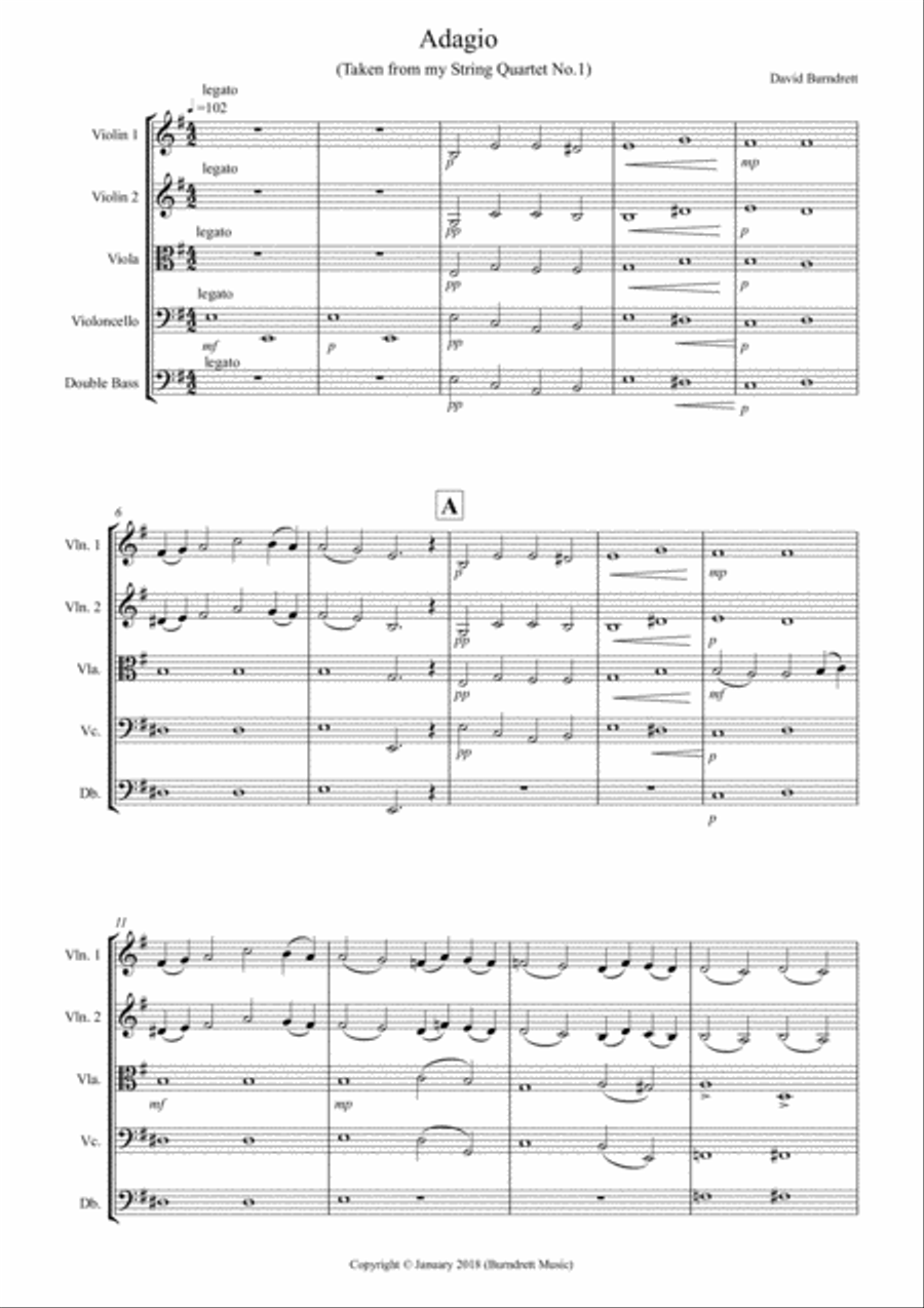 Adagio (taken from string quartet no.1) for String Orchestra