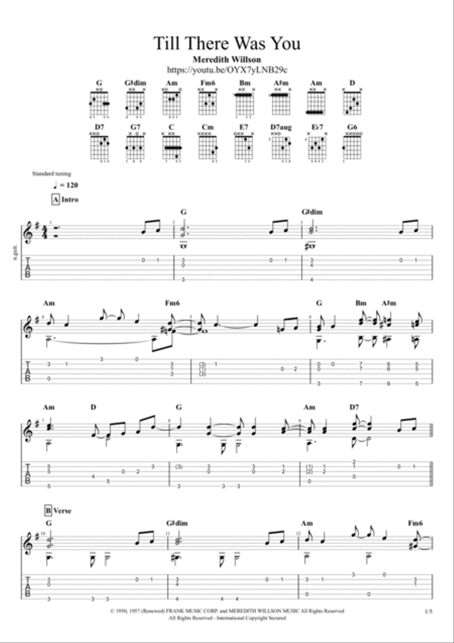 Till There Was You Guitar Tablature scores gallery preview page 2