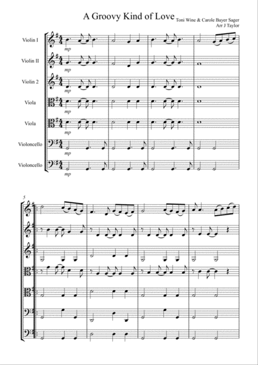 A Groovy Kind Of Love String Quartet scores gallery preview page 1