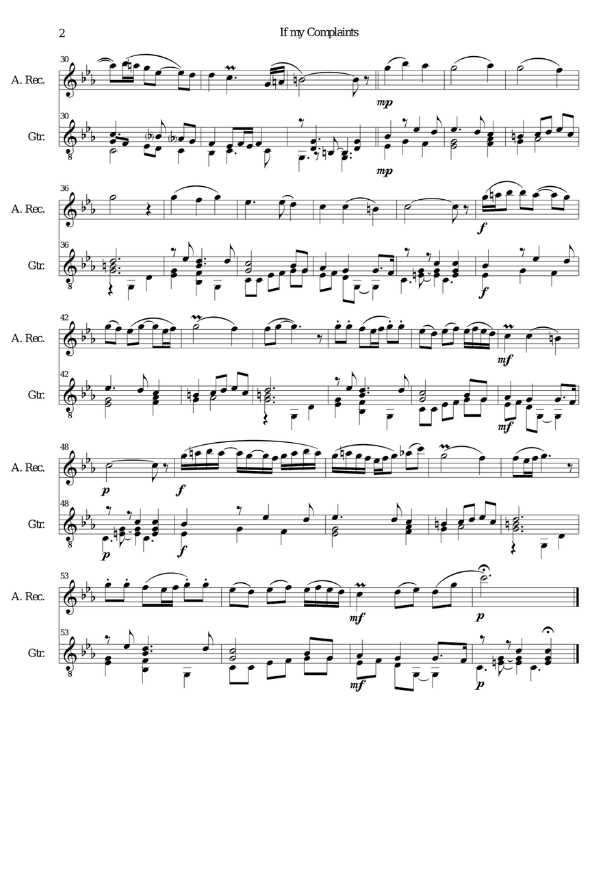 If my complaints for alto recorder and guitar Alto Recorder scores gallery preview page 2