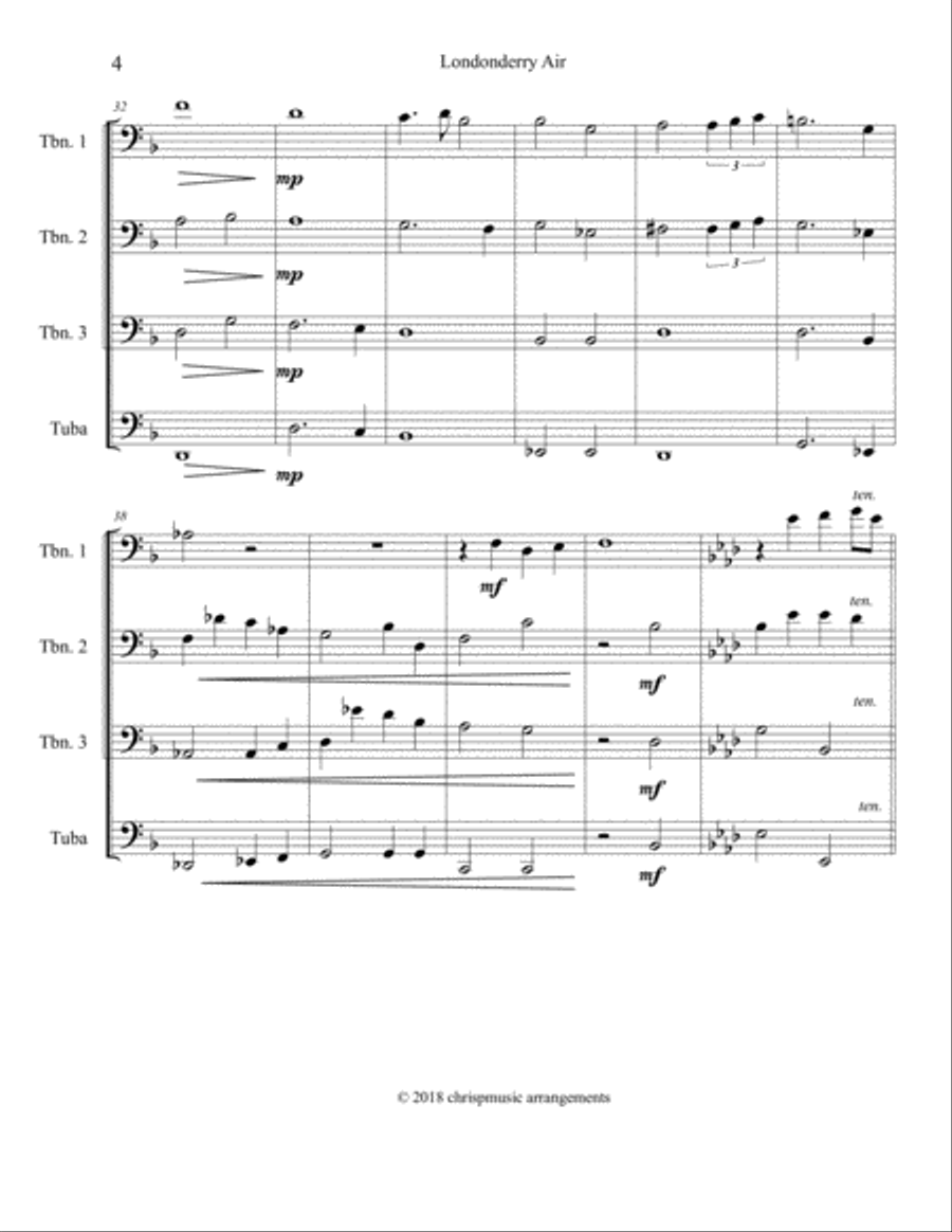 Londonderry Air (Danny Boy) - Trombone Quartet Trombone Quartet scores gallery preview page 5