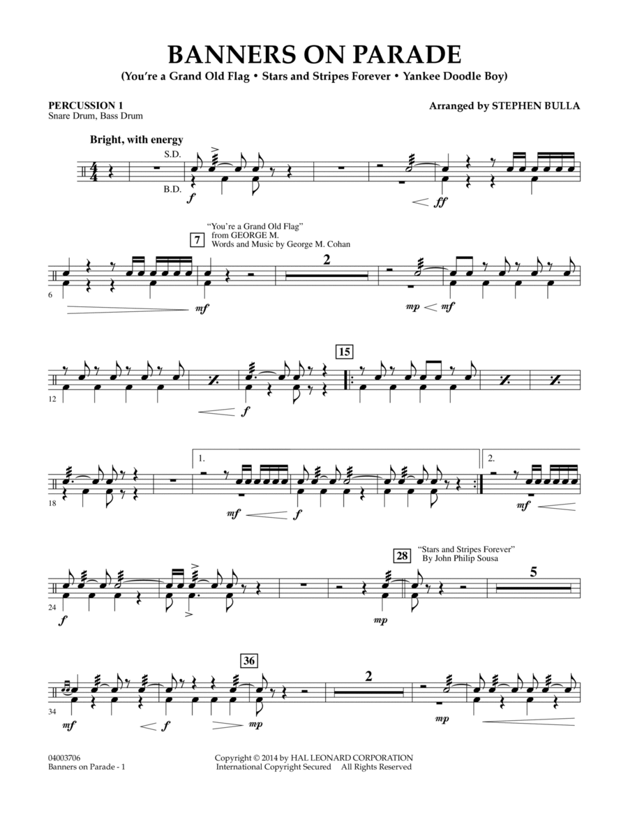 Banners on Parade - Percussion 1 Concert Band scores gallery preview page 1