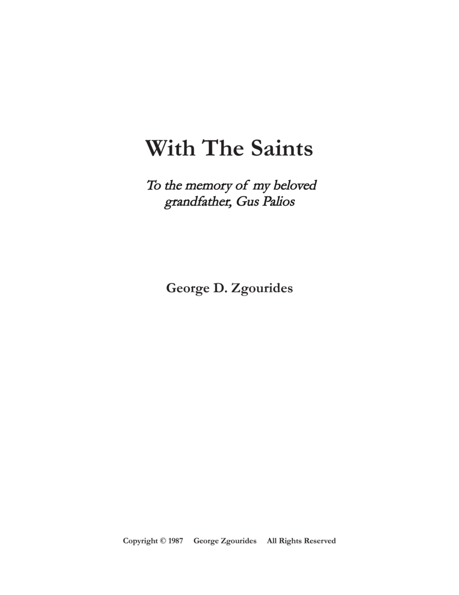 WITH THE SAINTS (1987) 4-Part scores gallery preview page 1