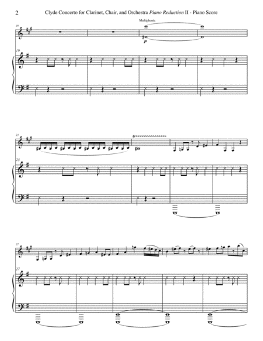 Concerto for Clarinet, Chair, and Orchestra. Piano Reduction. Movement II. Andante. Clarinet Solo scores gallery preview page 4