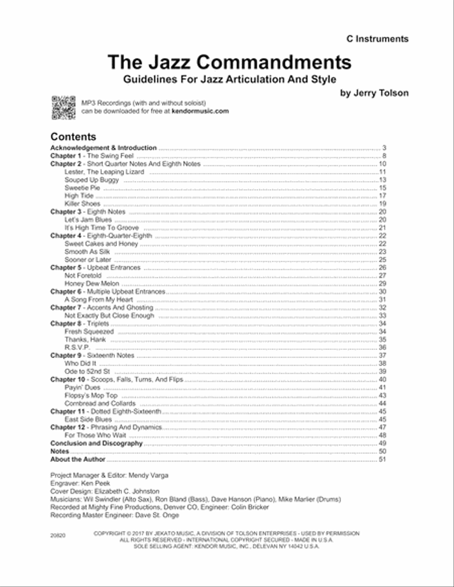 Jazz Commandments, The (Guidelines For Jazz Articulation And Style) - C Treble Clef Instruments with MP3s Jazz Ensemble scores gallery preview page 2