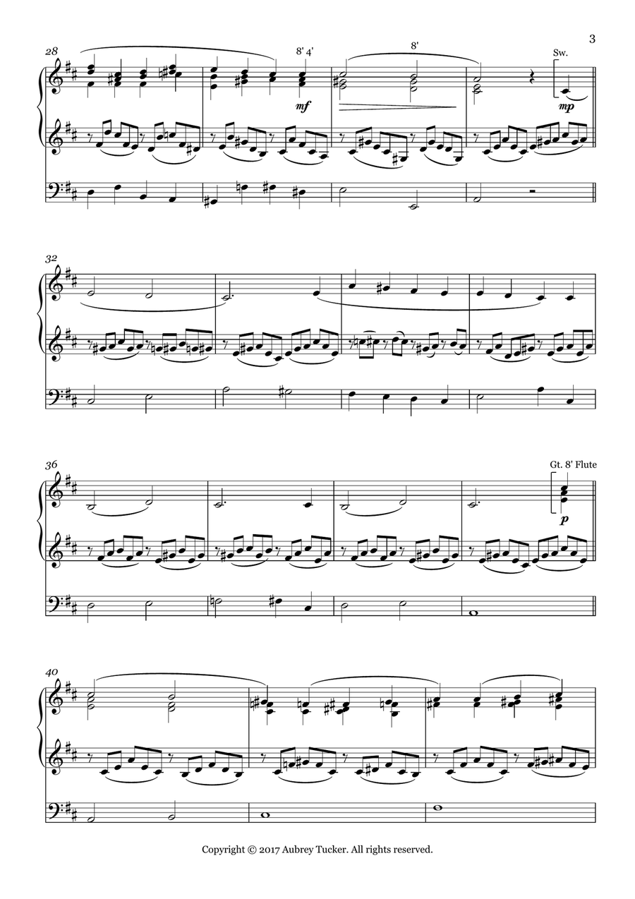 Organ: Cantique de Jean Racine (Op.11, D Major) - Gabriel Faure Organ Solo scores gallery preview page 4