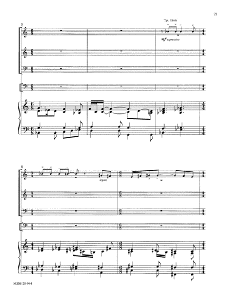Three Pieces for Brass Quintet, Timpani, and Organ Organ scores gallery preview page 8