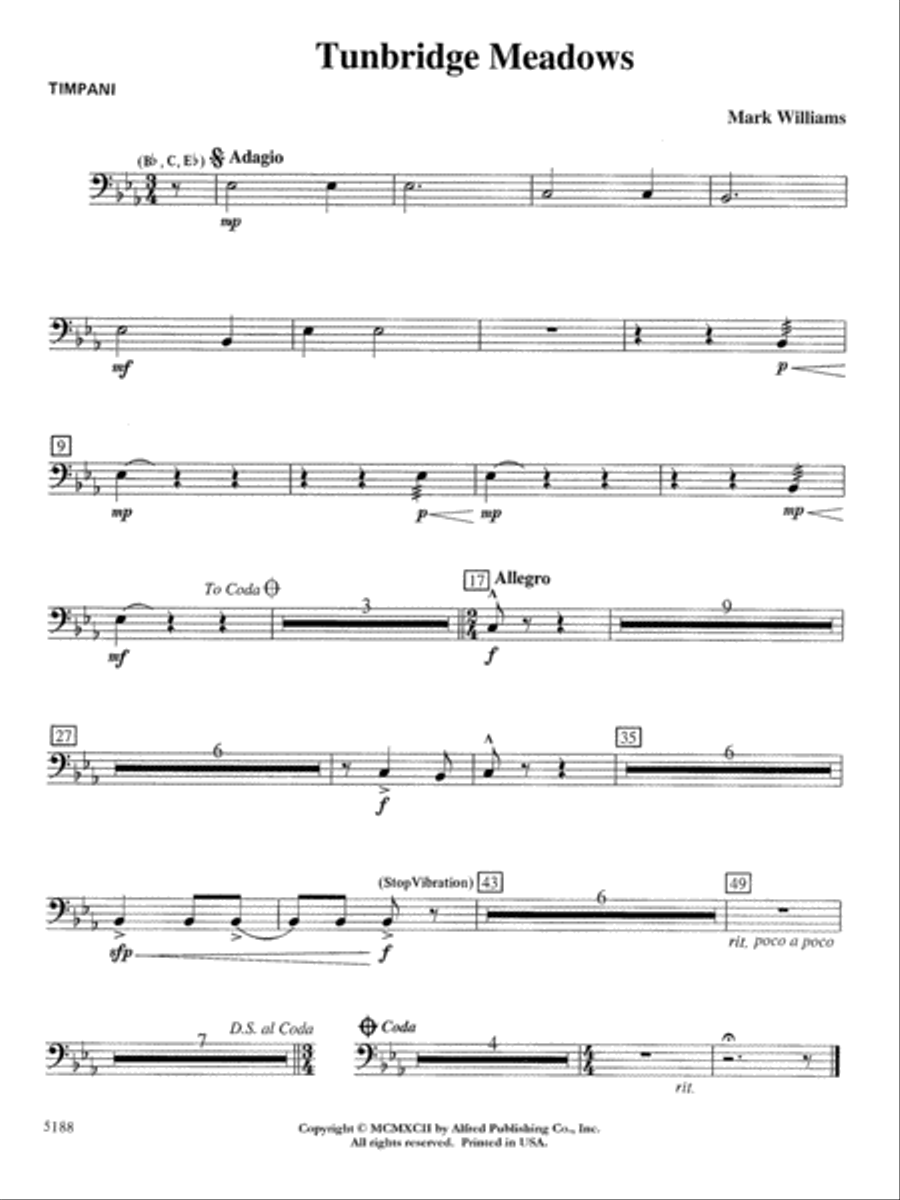 Tunbridge Meadows: Timpani Concert Band scores gallery preview page 1