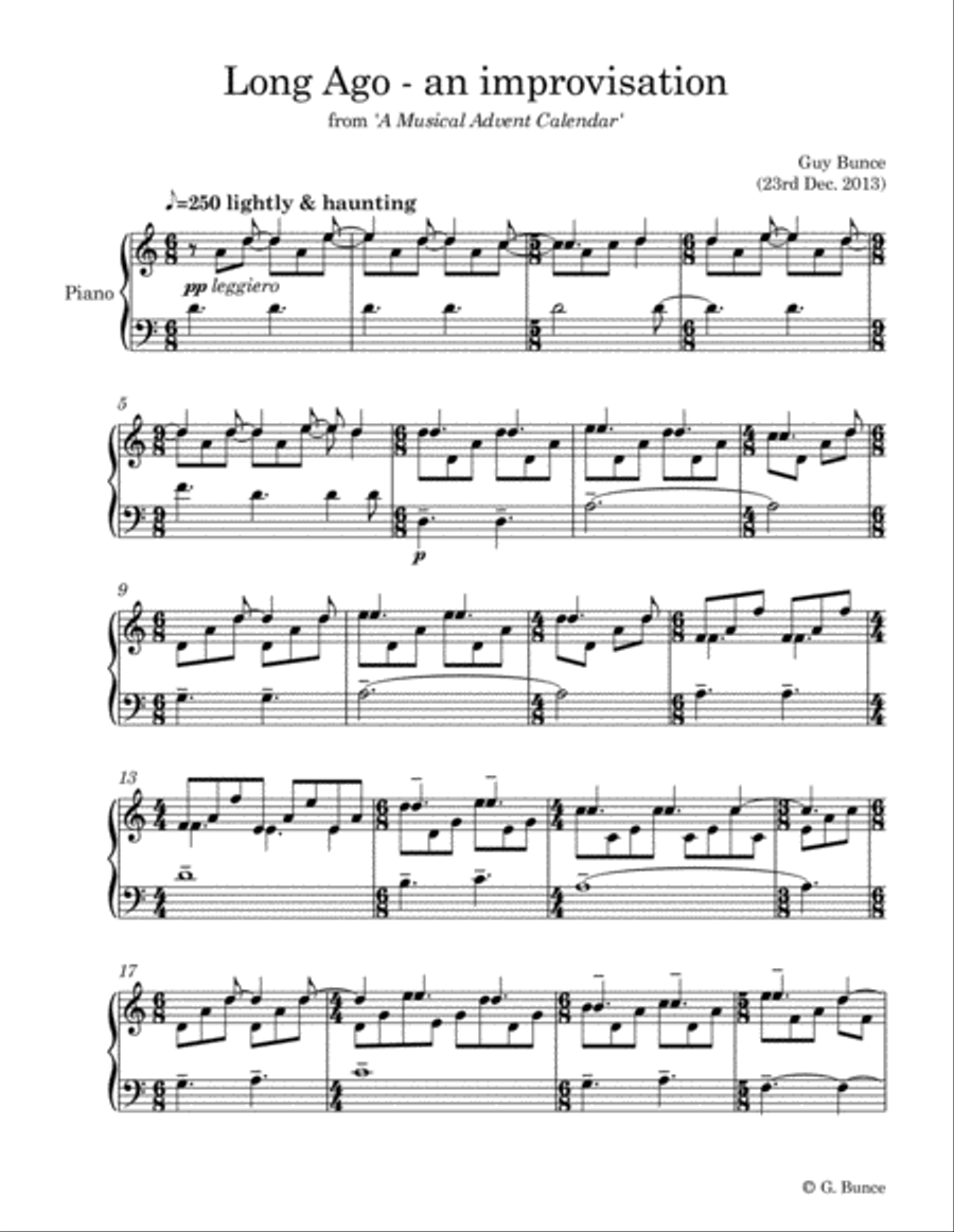 Long Ago - an improvisation Piano Solo scores gallery preview page 1